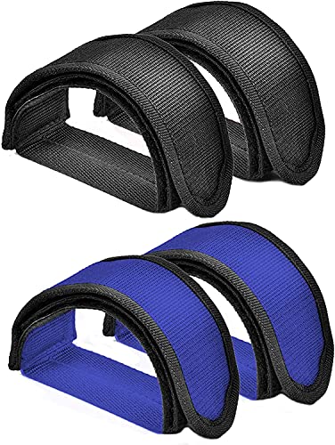 4 Piezas Correas de Pedal de Bicicleta, Toe Clips Straps Cinta Correas de Velcro， para Girar Bicicleta de Ejercicio Bicicleta de hogar o Gimnasio Ciclo （Negro/Azul ）.