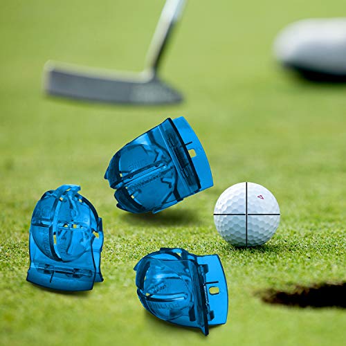 4 Piezas Herramienta de Alineación de Bola de Golf Clip de Marcador de Bola y 4 Rotuladores de Bola de Golf (Azul)