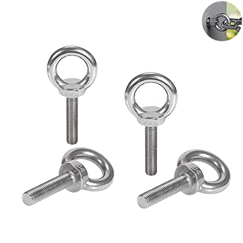 4 Piezas Tornillos de Anillo de Acero Inoxidable, M8 Perno de Anillo, Roscada Anillo Perno, Perno de Ojo de Anillo, Cáncamo, Ojo de Varilla Tornillos, para Equipos de Elevación