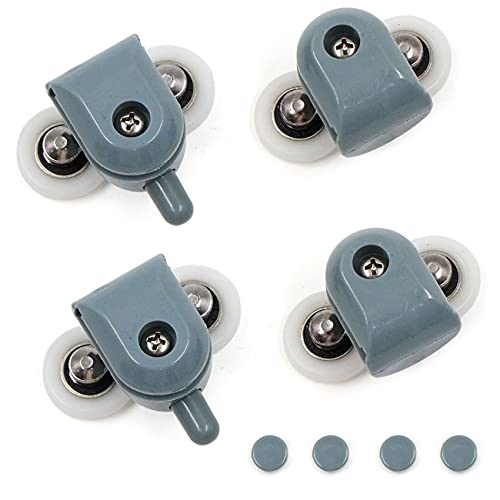 4 Ruedas para mampara de ducha 25mm Rodillos Para Puerta De Ducha Polea Ruedas Doble Parte Inferior Superior para Puertas Correderas para puerta corredera de cristal baño - para cristales de 3-6 mm