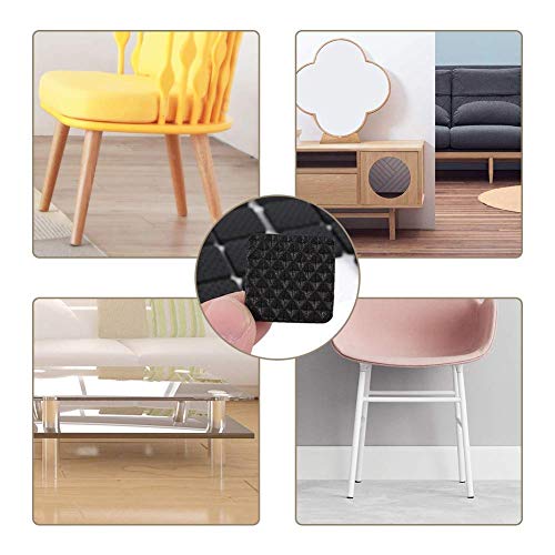 48 Piezas Almohadilla de Pie de Goma Almohadillas Protectoras para Muebles Autoadhesivas Mesa de Escritorio Antideslizante Protectores de Piso Tapones de Superficie de Piso Duro (Cuadrados)