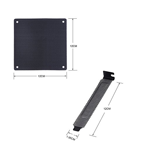 5 filtros antipolvo para el ventilador del ordenador, 120 mm, PVC + 5 cubiertas de ranura PCI, con tornillos