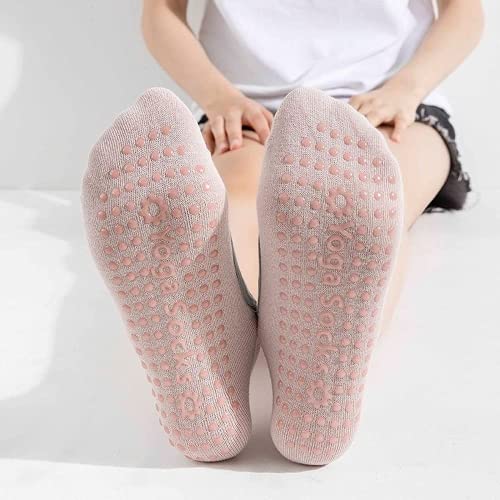 5 pares de calcetines de yoga para mujer, antideslizantes, agarre pegajoso, accesorios para pilates, yoga, barra, baile, ballet, entrenamiento descalzo, deportes fitness talla ES 34-39