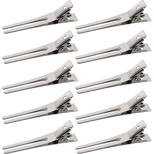 50 Piezas 1,8 Pulgadas Pinza de Peluquería de Doble Punta Clips de Pelo de Sección de Ajuste de Rizos Pinzas de Cocodrilo de Metal Pinza de Pelo Plateada para Extensión de Pelo