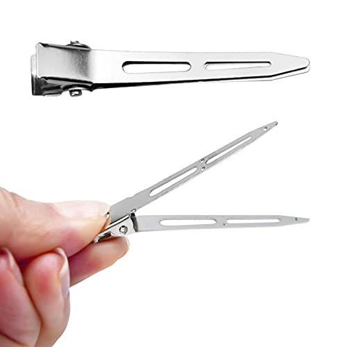 50 Piezas Pinza de Pelo de Duckbill, 2.2 Pulgadas Pinzas Cocodrilo Pelo, Clips de Riza de Metal, Metal Clips, Clips de Seccionamiento con Agujeros para Mujer y Niña Peinar