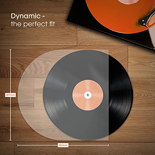 50x 12” Fundas Antiestaticas Interiores para Vinilo Discos LP | Dynamic Antirayaduras Y Antiestático Funda | Forma Redondeada | Reemplace Fundas De Papel Viejas | 50 Micron – 307mm x 307mm