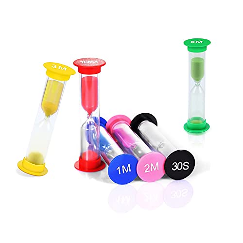 6 PCS Reloj Arena Color Temporizador 30 seg / 1minutos / 2minutos / 3minutos / 5minutos / 10 Minutos, Temporizador de Reloj, Relojes de Arena, Reloj de Arena para Niños Lavado Dientes, Hogar, Cocina