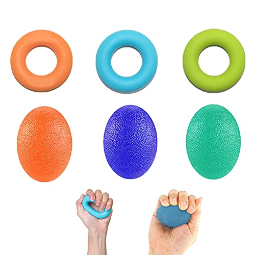 6 Piezas Anillas Ejercitador Silicona Dedo, Pelotas Antiestres Mano, Entrenador Dedos Escalada Silicona, para Desarrollo Muscular, Ejercicio del Antebrazo, Recuperación de Lesiones