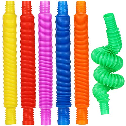 6 Piezas de Mini Juguetes Sensoriales de Tubos Pop, Juguetes Sensoriales de Tubo Elástico Multicolor Juguetes para Aliviar Estrés