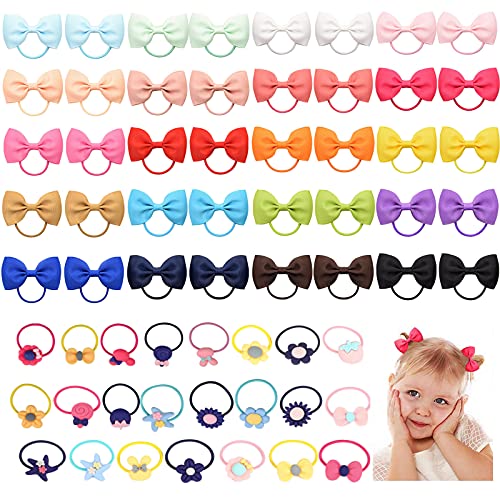 60 Piezas Gomas de Pelo Niña, VEGCOO Lazos Pelo Cintas para el Pelo Banda Elástica de Color Mixto,Accesorios para el Cabello para Bebé Niña (B)