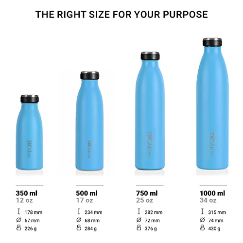 720°DGREE Botella Agua Acero Inoxidable “milkyBottle“ – 750ml - Sin BPA Free, Antigoteo y Prueba de Fugas - Frasco térmico, Cantimplora Aislada - Bebida con Gas, Deporte, Escuela, Gimnasio, Exteriore