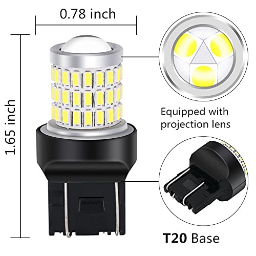 7443 7440 T20 W21/5W Bombillas LED Superbrillantes, Blanco xenón 6000K, Con Lente Proyector, para Luz de Freno, Luces Traseras, Luces diurnas, 2 pcs