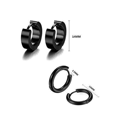 8 Pares de Aretes de Acero Inoxidable, Pendientes sin Alergias para Hombres,Pendiente de Botón de CZ Pendientesmujeres,Negro