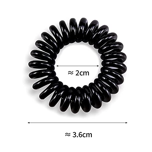 9 Piezas Gomas del pelo Elásticas, Cintas para el cabello en espiral cable de teléfono, bandas para el pelo, resistentes al agua, Soporte para coletas para mujeres y niñas,Negro y Transparente y Gris