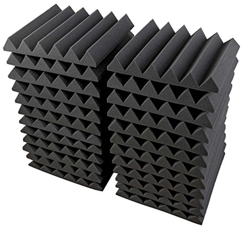 A2S Protection Paneles Acústicos de Espuma 2X12X12 Azulejos Incombustibles Insonorizados- Alta Calidad –Ideales para el Aislamiento Acústico de Casas Estudios –Densidad 25Kg/CMB (Negro 2" 24pcs