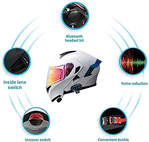 ABDOMINAL WHEEL Casco De Moto Modular Bluetooth Integrado,Cascos Modulares De Motocicleta ECE Homologado con Doble Visera,Cascos De Motocicleta para Adultos, Mujeres Y Hombres D,XXL=61~62cm