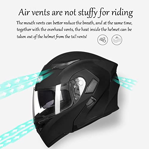 ABDOMINAL WHEEL Cascos De Motocicleta Bluetooth Modular Integrado para Mujeres Y Hombres Casco De Moto Integrales Abatible con Visera Doble ECE Homologado Casco a Prueba de Viento A,XXL=62~63cm