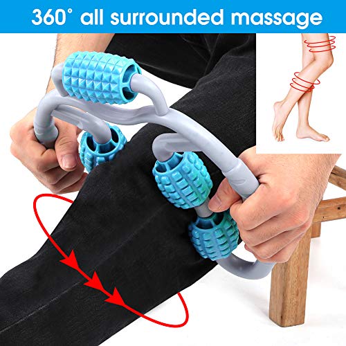 Abrazadera Masajeador de piernas, Abrazadera Masajeador de piernas De mano 360 grados Todo rodeado Masaje Relax Becerro Músculo Yoga Fitness Equipment(Azul)