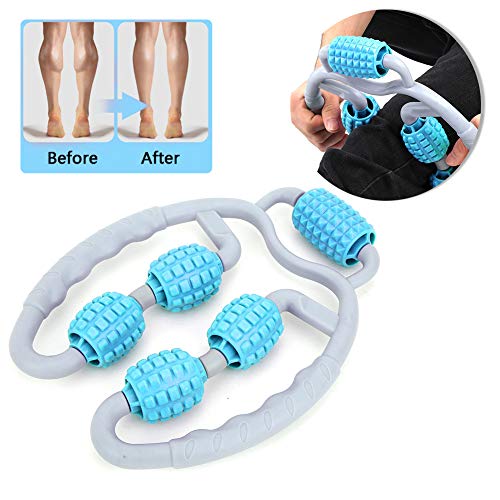 Abrazadera Masajeador de piernas, Abrazadera Masajeador de piernas De mano 360 grados Todo rodeado Masaje Relax Becerro Músculo Yoga Fitness Equipment(Azul)