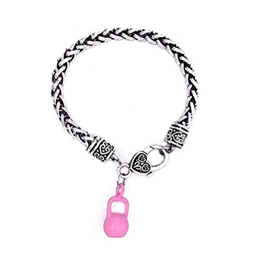 Accesorios hechos a mano Pulsera Rosa Kettlebell, Pulsera Kettlebell, Fitness, Levantamiento de Pesas, Pulsera Personalizada