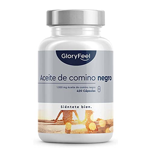 Aceite de Comino Negro (Nigella sativa) 1000mg - 420 Cápsulas - Original de Egipto - Prensado al frío 80% ácidos grasos insaturados y vitamina E - Producción probada en laboratorio alemán