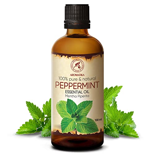 Aceite Esencial de Menta 100ml - Mentha Piperita - India - 100% Puro y Natural - Aceites Esenciales de Menta para Alivio del Estrés - Sauna - Relajación - Spa - Difusor Aromático - Lámpara de Aroma