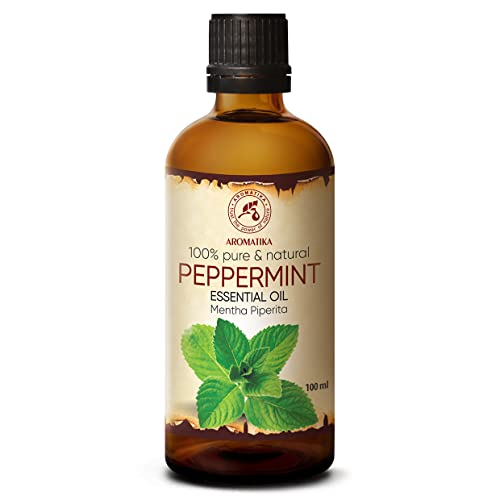 Aceite Esencial de Menta 100ml - Mentha Piperita - India - 100% Puro y Natural - Aceites Esenciales de Menta para Alivio del Estrés - Sauna - Relajación - Spa - Difusor Aromático - Lámpara de Aroma