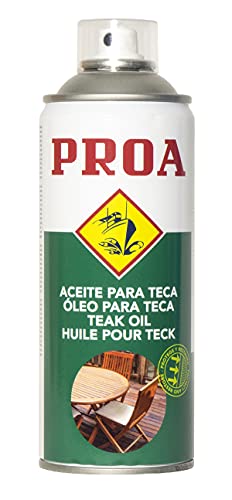 Aceite para Teca SPRAY. PROA. Protección y nutrición para la madera. Renueva tus muebles de jardín.