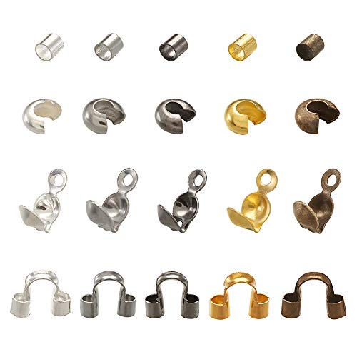 Acerca de 1200pc/caja de 5 colores Crimp Beads Clamp End Crimp Cover Tube Beads con alambre Guard para la fabricación de joyas