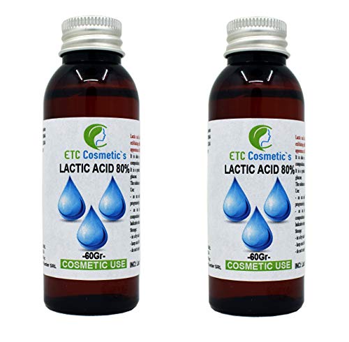 Ácido láctico 80% - 60/120 Gr – Control de pH, cuidado de la piel, cuerpo y cabello, despegado, rejuvenecimiento y aclarado tratamientos, queratólico, exfolia la piel (120 Gr)