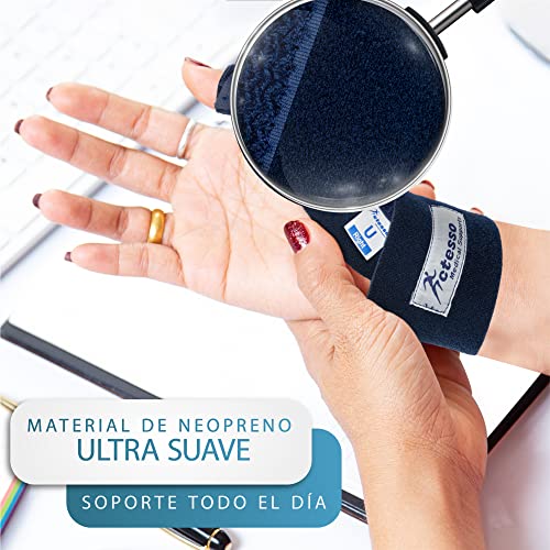 Actesso Férula de Neopreno para el Pulgar - Órtesis para Dolores y Lesiones, Tenosinovitis de De Quervain, Tendinitis y Esguinces - tamaño Universal (Azul, Derecha)