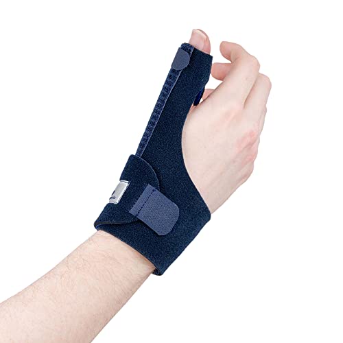 Actesso Férula de Neopreno para el Pulgar - Órtesis para Dolores y Lesiones, Tenosinovitis de De Quervain, Tendinitis y Esguinces - tamaño Universal (Azul, Derecha)