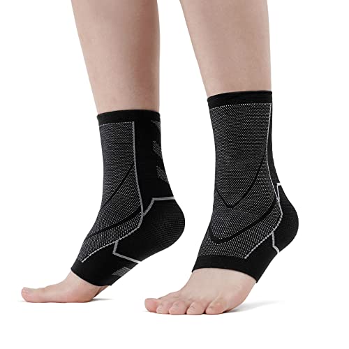 ACWOO Tobillera Estabilizadora, 2pcs Super Cómoda Calcetín para Fascitis Plantar, Protección de Tobillos Antideslizante, Tobilleras Deportivas Anti Ampollas Ideales para Correr, Fitness, Futbol (M)