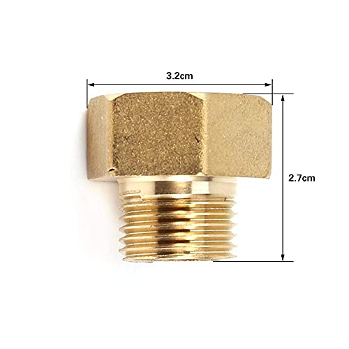 Adaptador de tubería de agua de latón Conexión rápida Hexagonal Adaptador reductor 1/2 BSPT Macho y 3/4 BSPT Rosca hembra