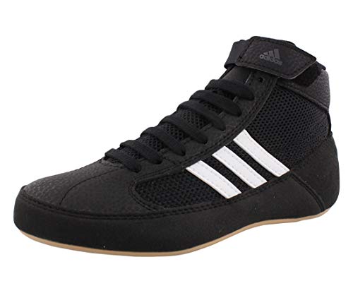 adidas HVC 2 Youth - Laced Wrestling Shoe, Black/White/Grey, 5 M US