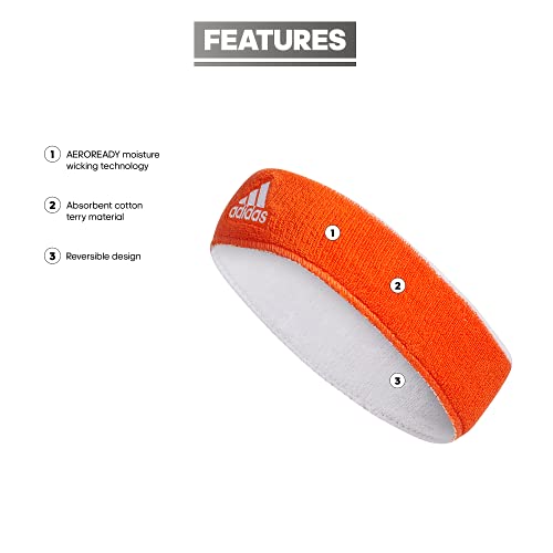 adidas intervalo Reversible Diadema, Unisex, Naranja y Blanco