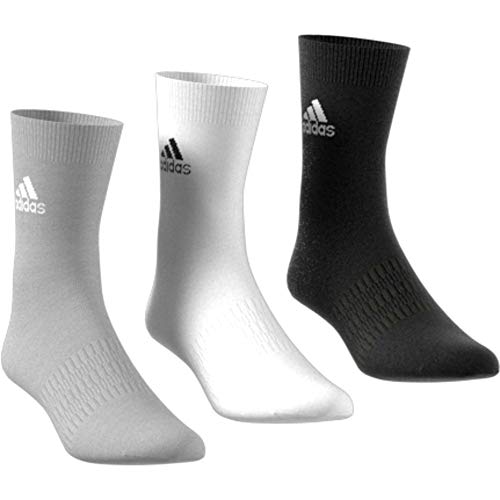 adidas Light Crew 3PP Calcetines, Unisex Adulto, Medium Grey Heather/White/Black, M