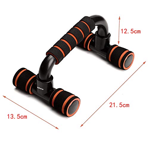 Adkwse Juego de 2 agarres para flexiones, con barras antideslizantes, profesionales para entrenamiento muscular y entrenamiento de fuerza, color naranja