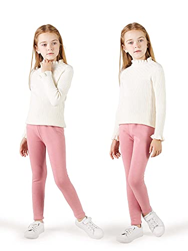 Adorel Leggings Térmicos Algodón Forros para Niñas Pack de 2 Gris, Rosa 4-5 Años (Tamaño del Fabricante 110)