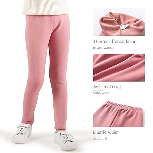 Adorel Leggings Térmicos Algodón Forros para Niñas Pack de 2 Gris, Rosa 4-5 Años (Tamaño del Fabricante 110)