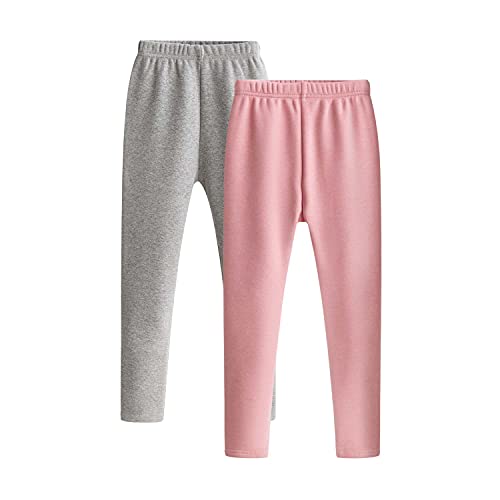 Adorel Leggings Térmicos Algodón Forros para Niñas Pack de 2 Gris, Rosa 4-5 Años (Tamaño del Fabricante 110)