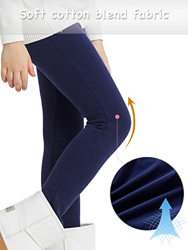 Adorel Leggins Térmicos Pantalón Forros Algodón para Niñas Pack de 2 Negro & Azul Marino 5-6 Años (Tamaño del Fabricante 120)