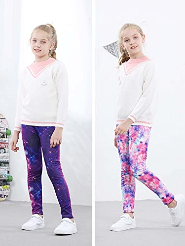 Adorel Leggins Térmicos Pantalones Forro Polar para Niñas Pack de 2 Galaxia 8 Años (Tamaño del Fabricante 140)