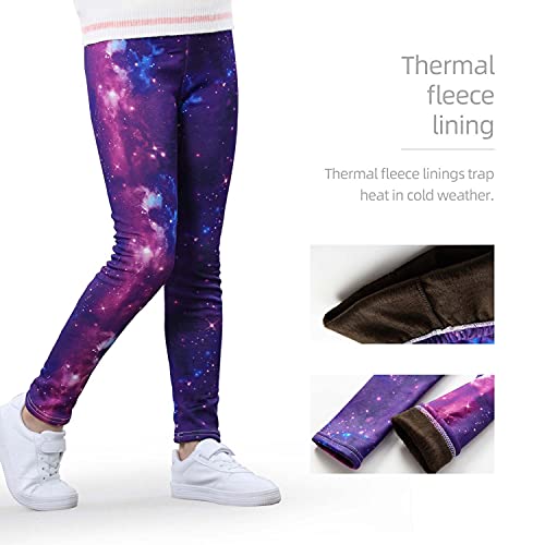 Adorel Leggins Térmicos Pantalones Forro Polar para Niñas Pack de 2 Galaxia 8 Años (Tamaño del Fabricante 140)