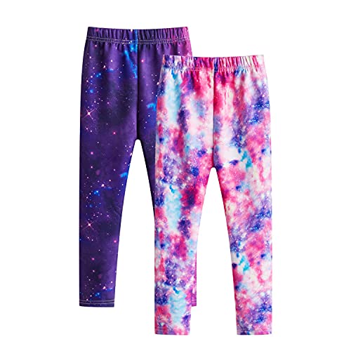 Adorel Leggins Térmicos Pantalones Forro Polar para Niñas Pack de 2 Galaxia 8 Años (Tamaño del Fabricante 140)