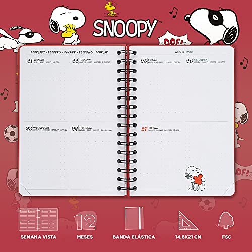 Agenda 2021-2022 Snoopy - Agenda escolar 2021-2022 / Agenda 2022 semana vista - Agenda 12 meses desde Agosto de 2021 a Julio de 2022 │ Agenda A5 - Producto con licencia oficial - Agenda Erik