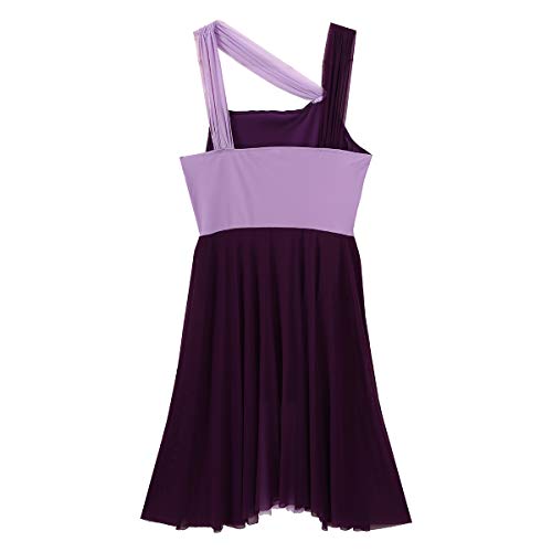 Agoky Vestido de Danza Ballet para Mujer Maillot de Gimnasia Rítmica Sin Mangas Vestido de Danza Lírica Contemporánea Traje de Bailarina Fiesta Violeta S