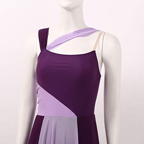 Agoky Vestido de Danza Ballet para Mujer Maillot de Gimnasia Rítmica Sin Mangas Vestido de Danza Lírica Contemporánea Traje de Bailarina Fiesta Violeta S