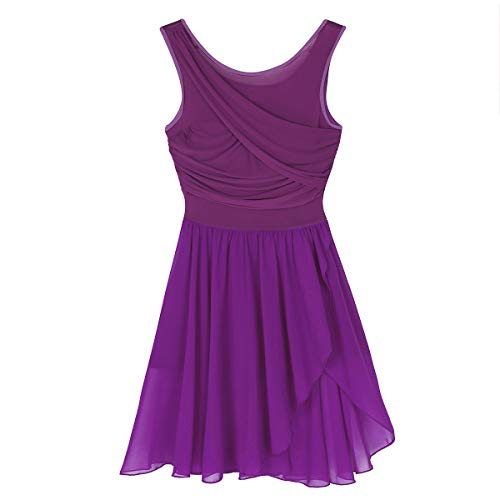 Agoky Vestido de Danza Ballet para Mujer Vestido de Baile Latino Moderno Maillot sin Mangas Leotardo de Gimnasia Rítmica Monos Body para Chica Adulta Morado Small