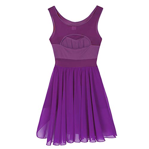 Agoky Vestido de Danza Ballet para Mujer Vestido de Baile Latino Moderno Maillot sin Mangas Leotardo de Gimnasia Rítmica Monos Body para Chica Adulta Morado Small